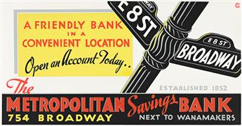 DESIGNER UNKNOWN The Metropolitan Savings Bank. Circa 1940s.                                                                                     